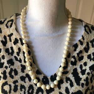 Vintage Faux Carved Ivory Roses Necklace  BJ47